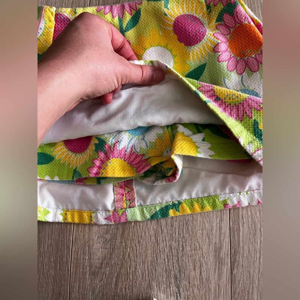 Vintage White Label Lilly Pulitzer Girls Pink Yellow Blue Floral Skort - Size 4 - Picture 5 of 6